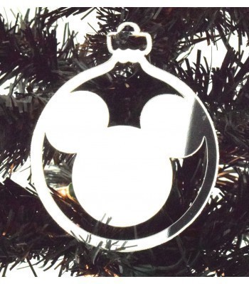 Laser Cut Mirrored Acrylic Mouse Head Bauble  - 100mm Size